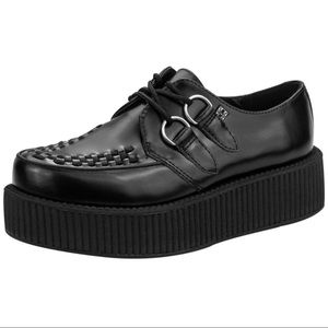 T.U.K. Black Leather Viva Mondo Creeper Goth Platform Sneakers TUK INC. 2016 EUC